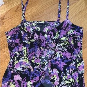 Purple and yellow ruffle tank
